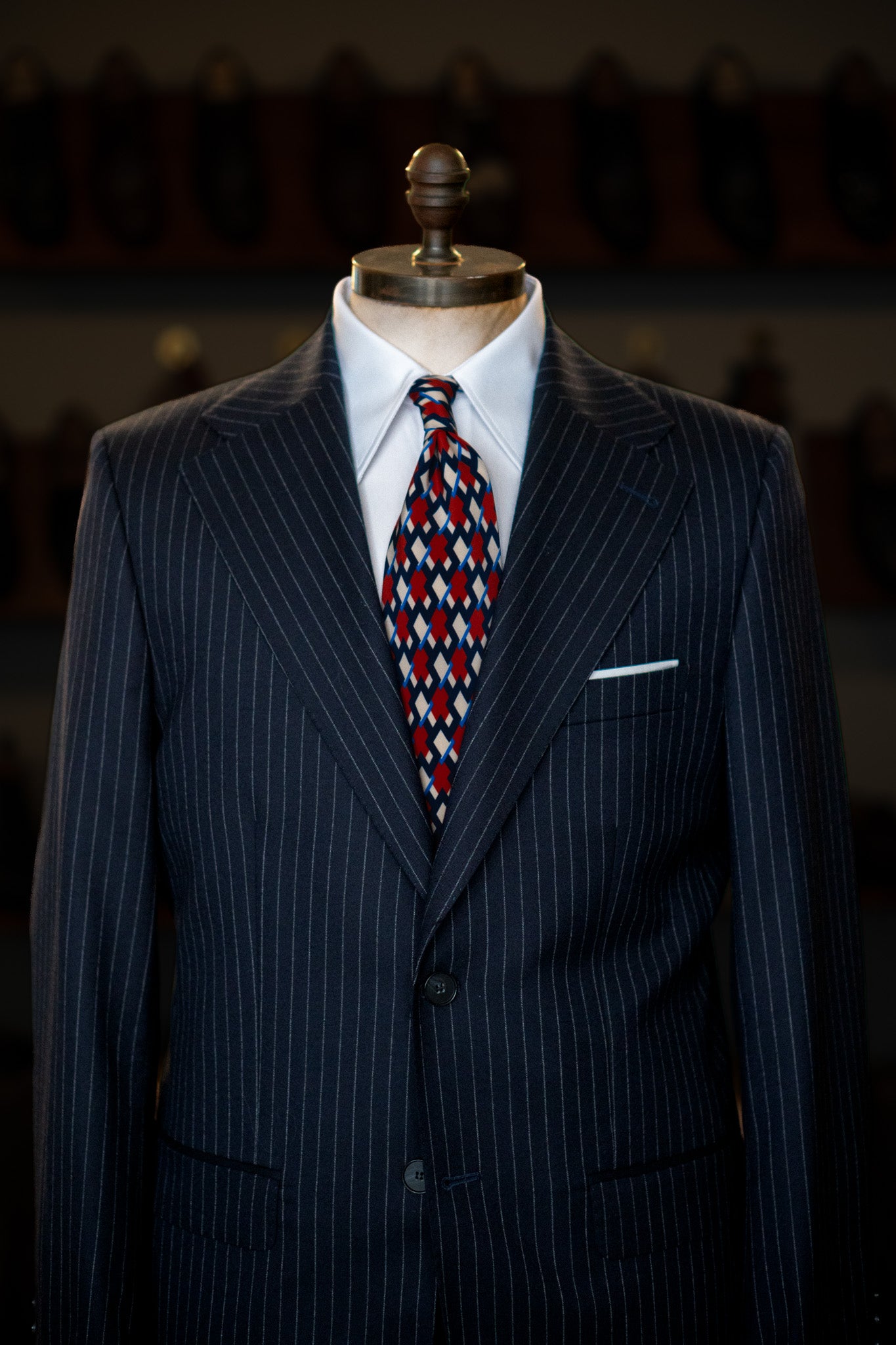 The Classic - Enkeltradet - Regular fit - Flannel - Navy Pinstripe
