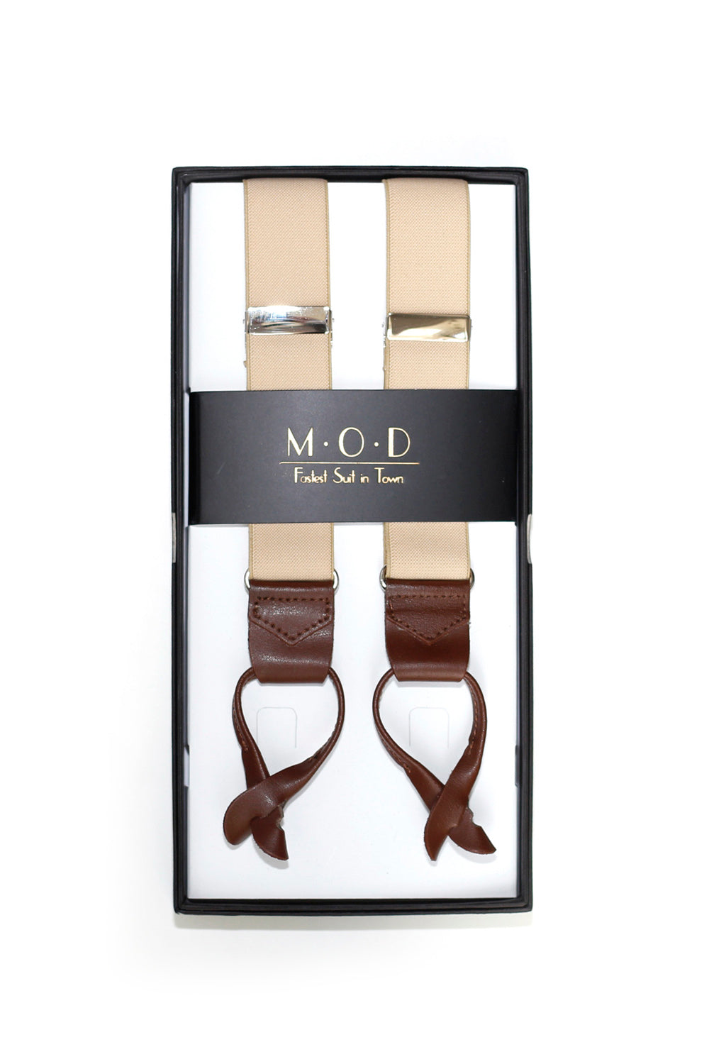 Suspenders - Cream - Leather