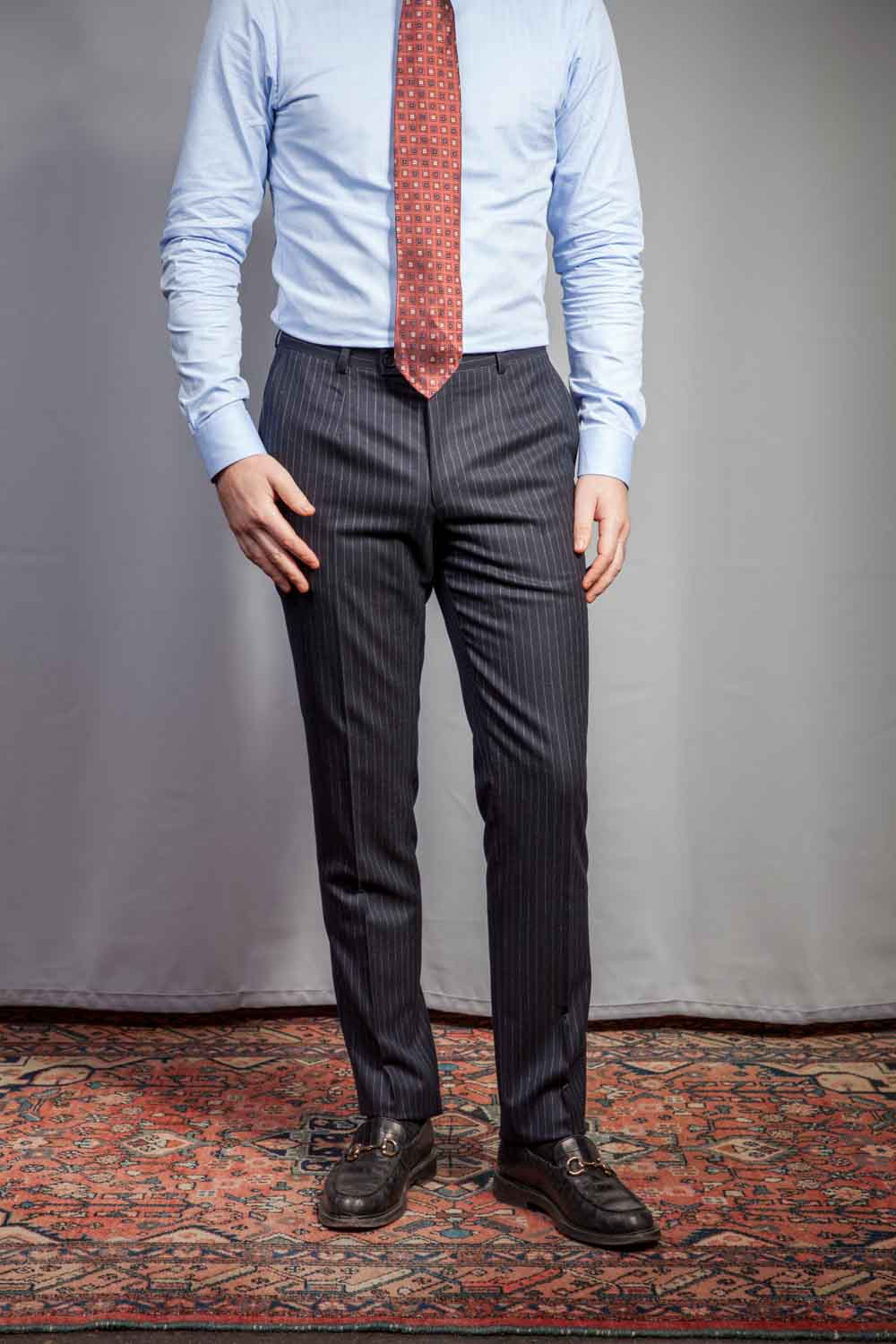Anton - Wool - VBC - Navy Pinstripe Flannel