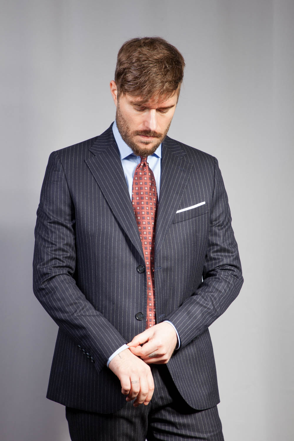 Bob - Wool - VBC - Navy Pinstripe Flannel