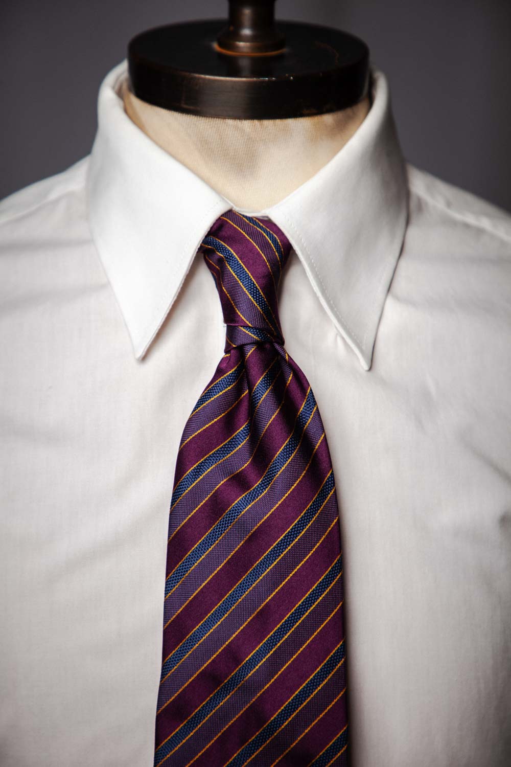 Tie - Silk - Burgundy Navy Stripes