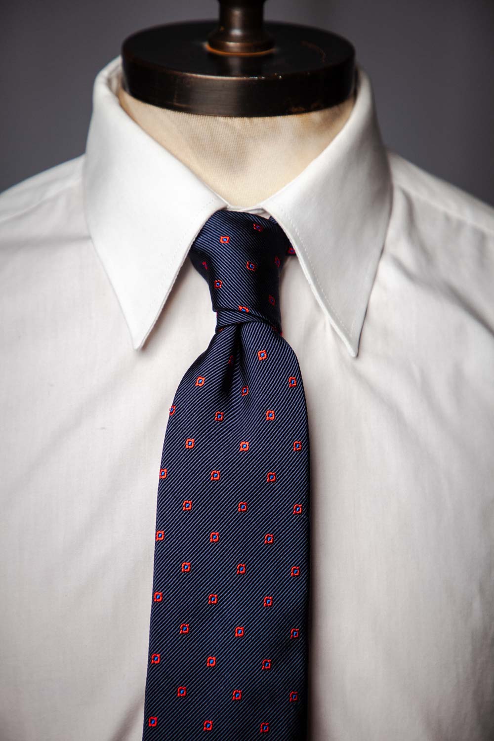 Tie - Silk - Navy Red Flower