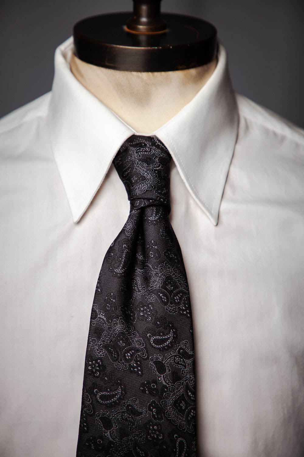 Tie - Silk - Black Paisley