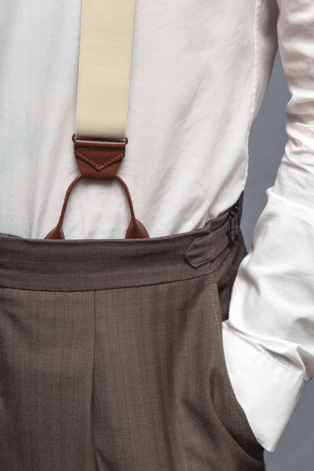 Suspenders - Cream - Leather