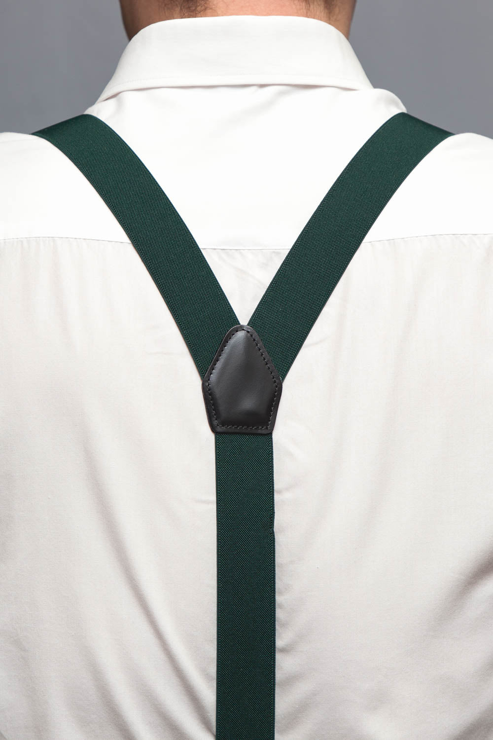 Suspenders - Green - Leather - Narrow