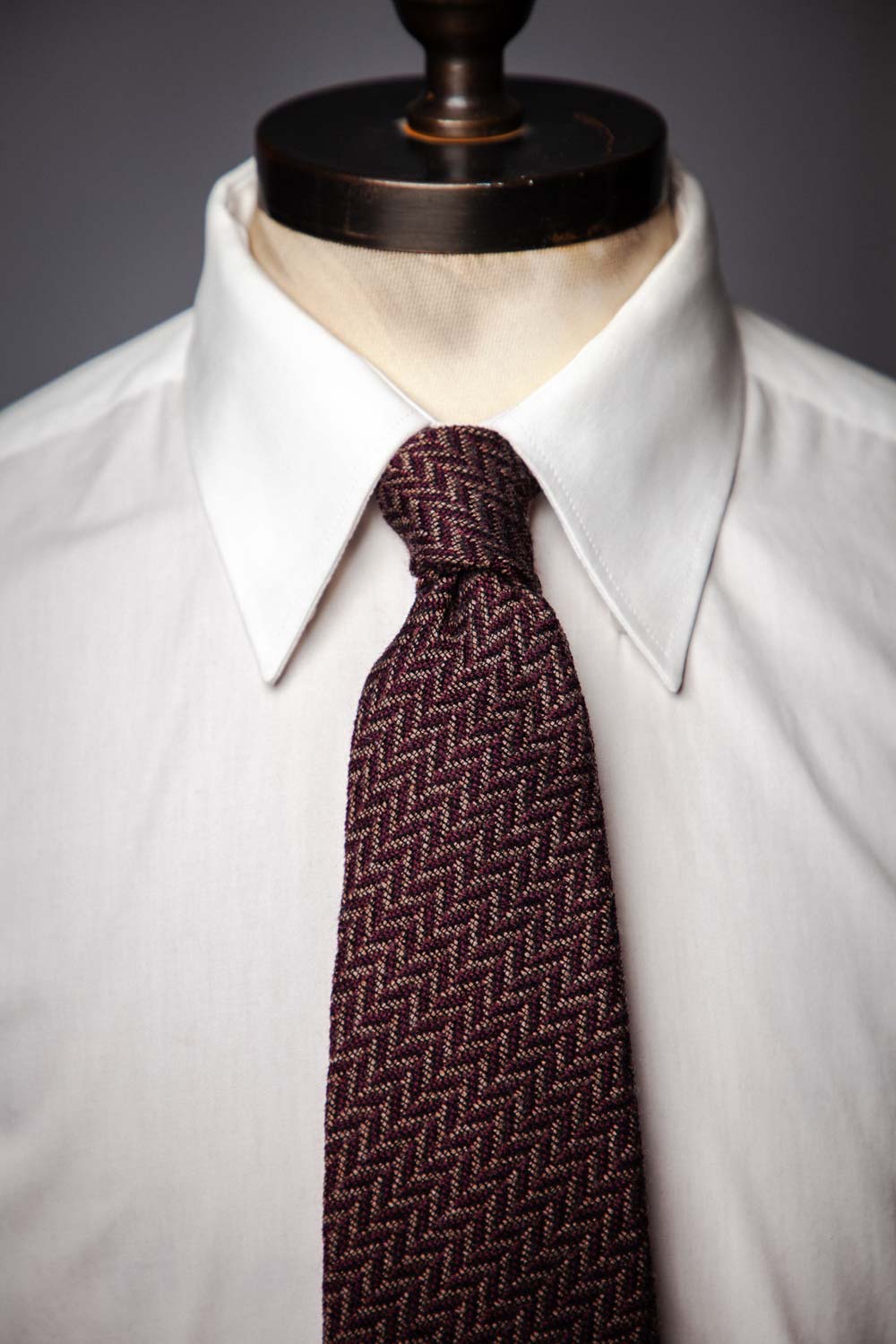 Tie - Cotton/Wool - Plum ZigZag