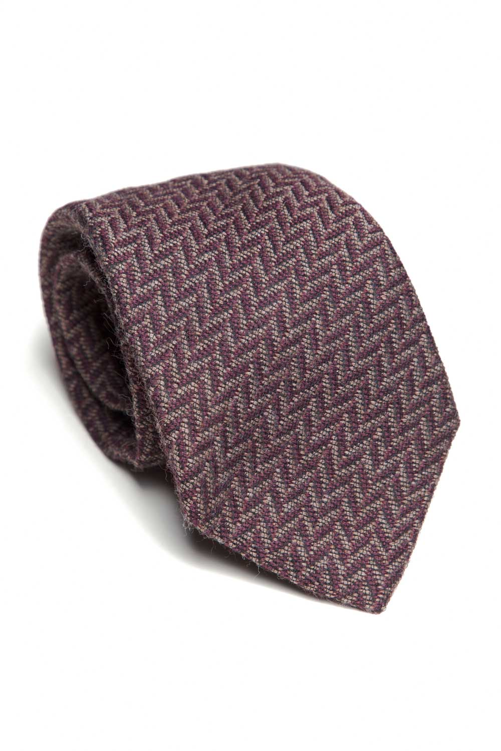 Tie - Cotton/Wool - Plum ZigZag