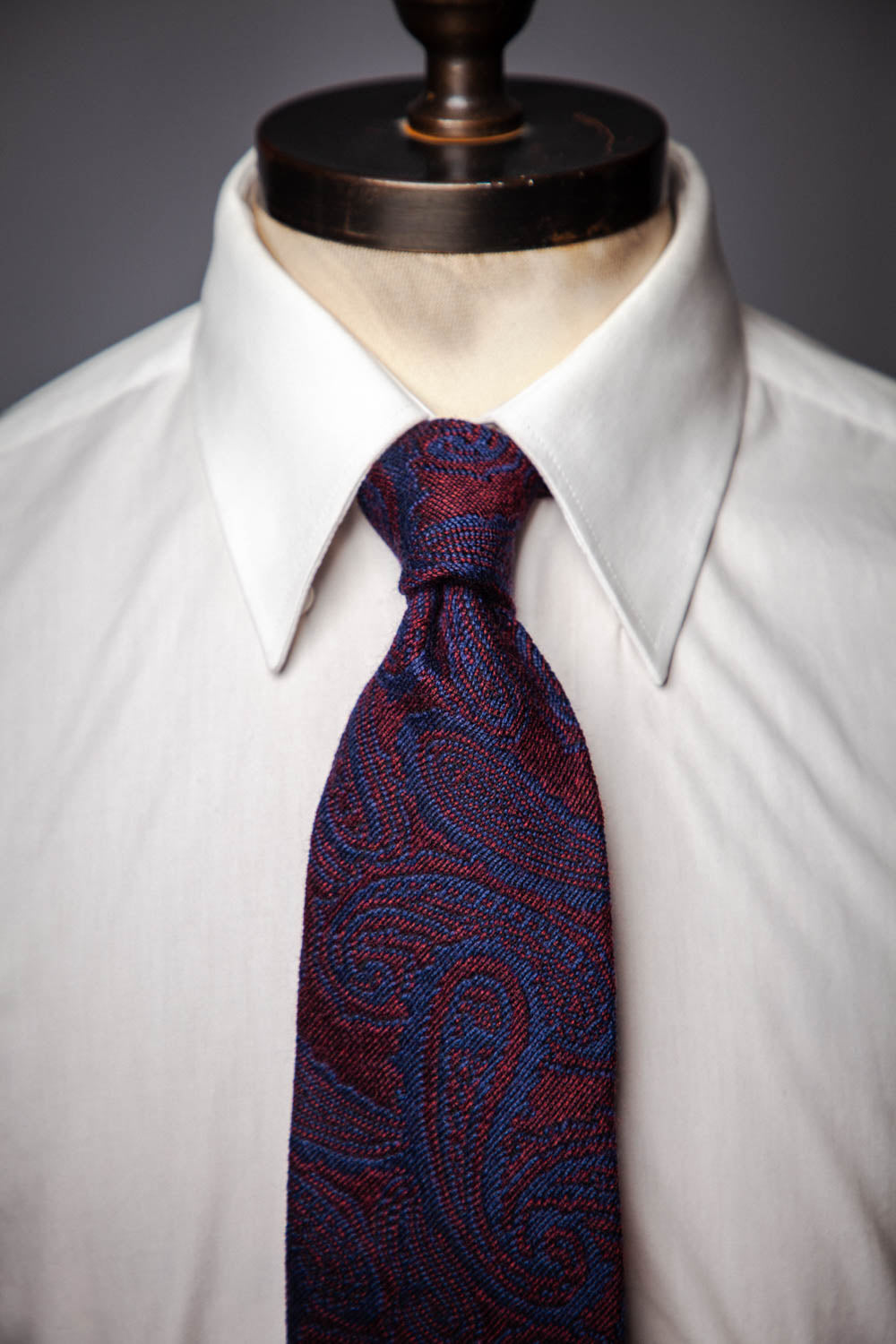 Tie - Cotton/Wool - Navy Paisley