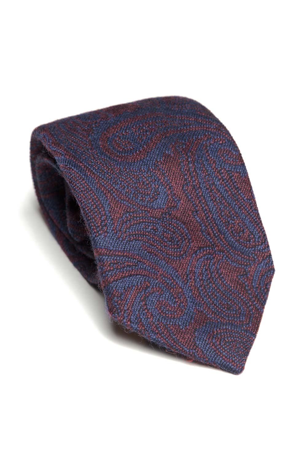 Tie - Cotton/Wool - Navy Paisley