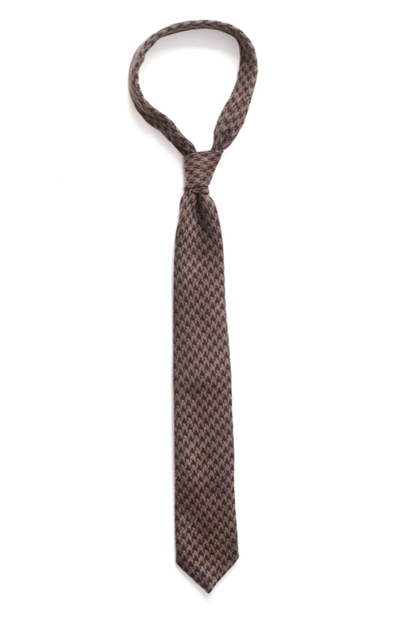 Tie - Cotton/Wool - Brown pepita