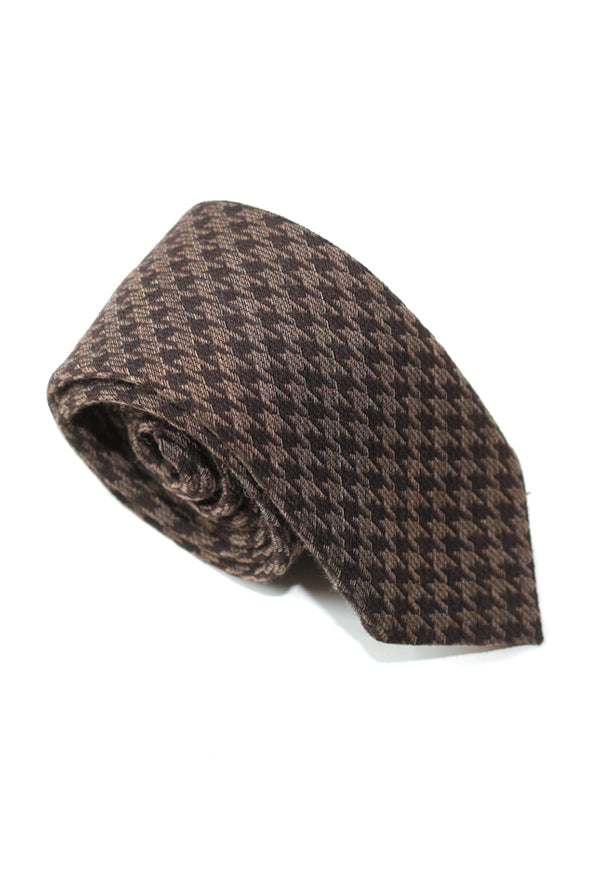 Tie - Cotton/Wool - Brown pepita