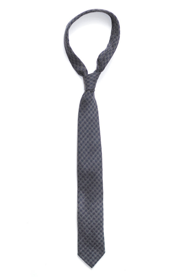 Tie - Cotton/Wool - Navy Houndstooth