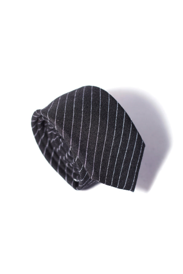 Tie - Wool - Black - Striped