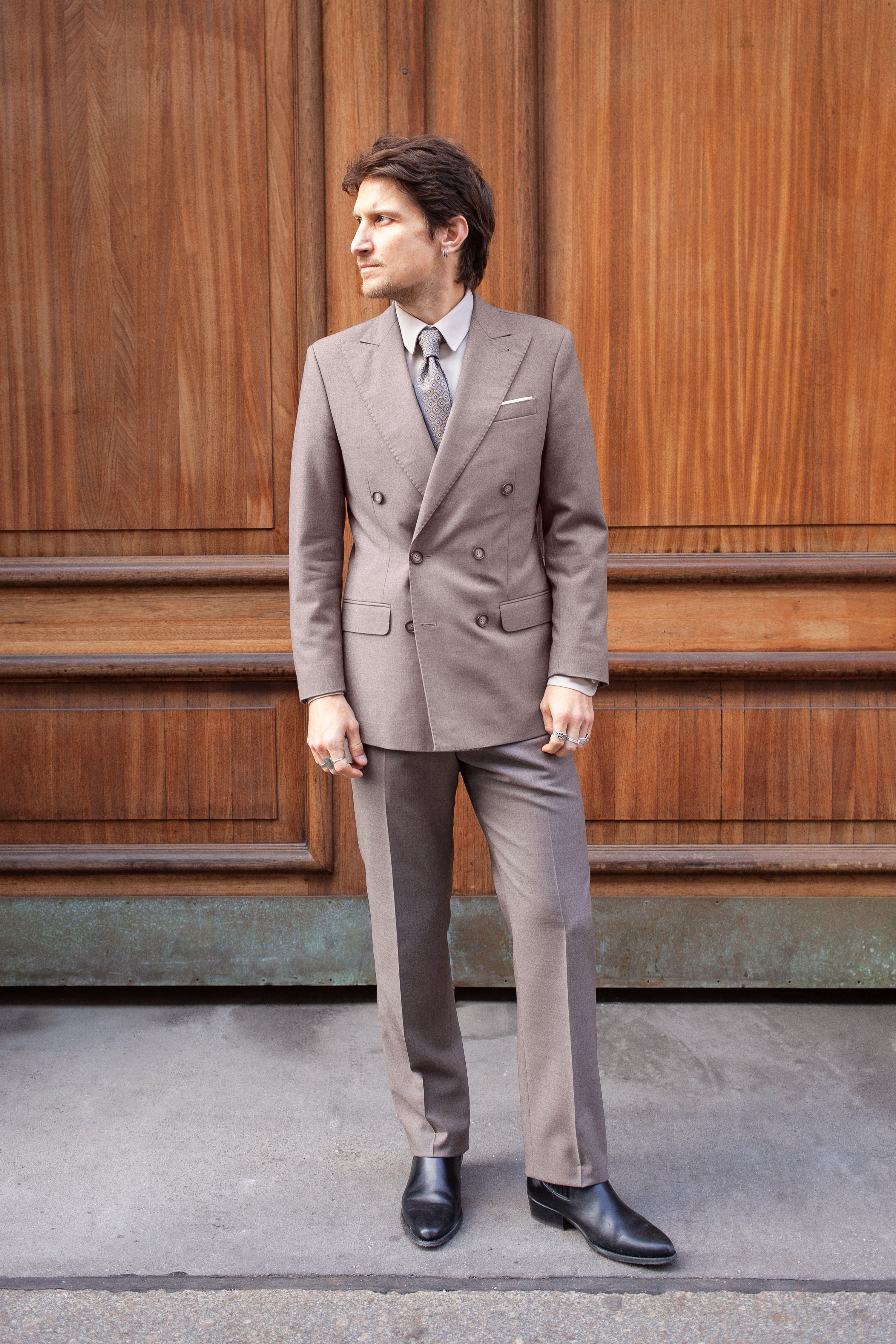 Suit – Double Breasted - 4ply Wool – Rogna - Sand