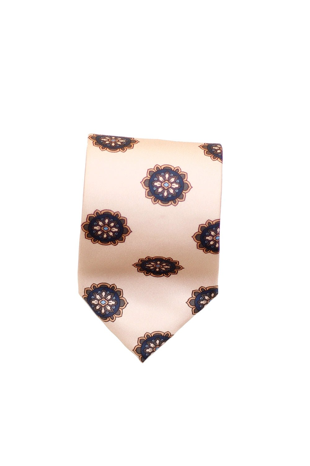 Tie - Silk - Cream blue flower
