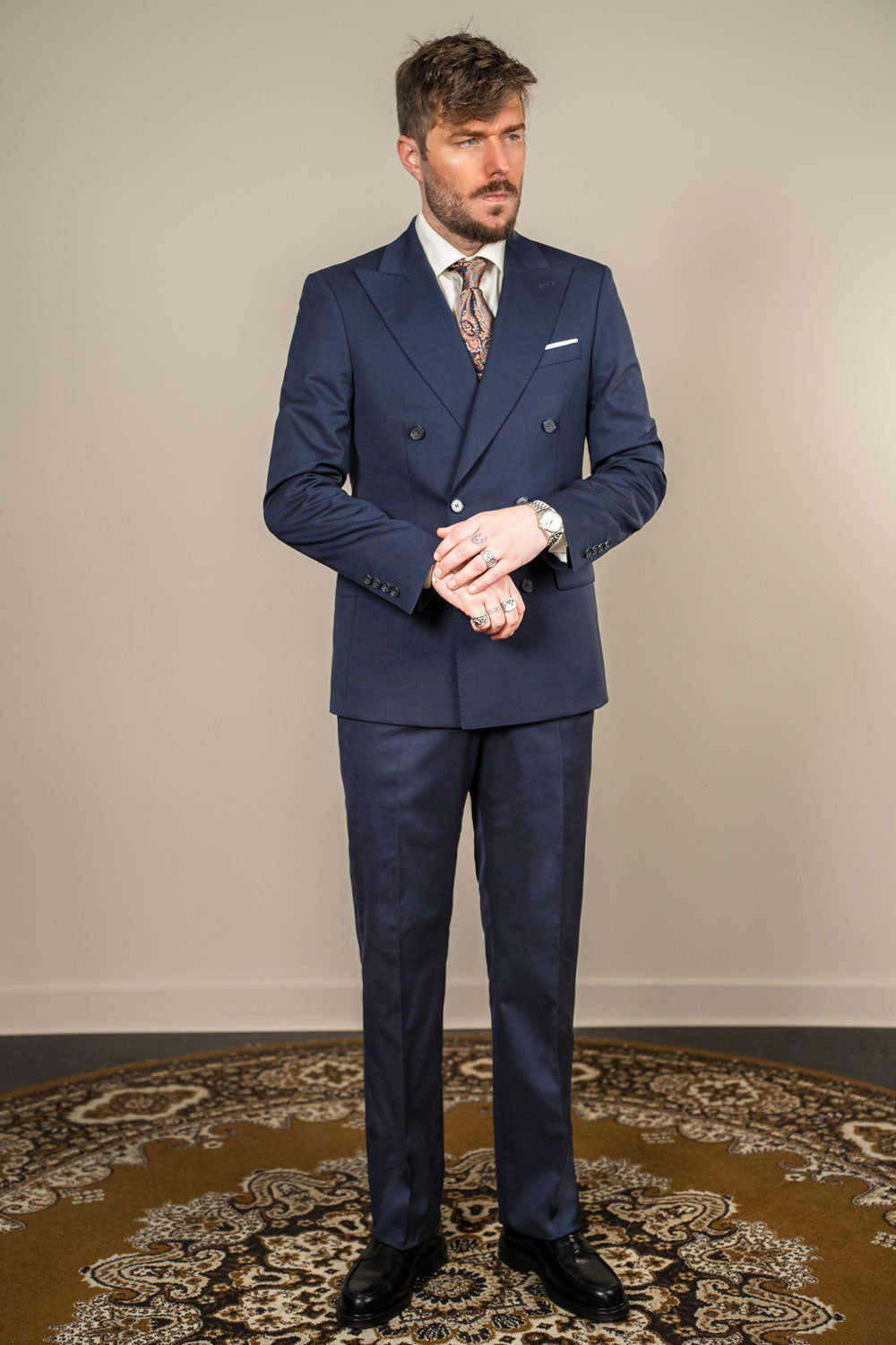 Suit – Wool - Double Breasted - Marlane - Navy