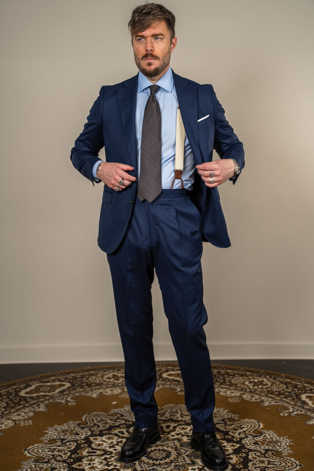 Jakkesæt – Enkeltradet - Uld - VBC - Navy Flannel