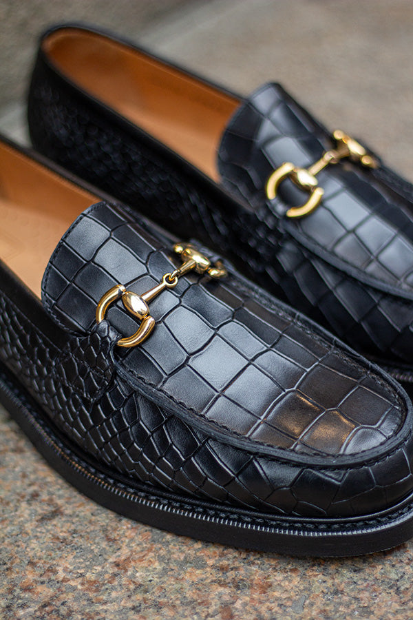 Loafer - The Horsebit - Læder - Croco sort