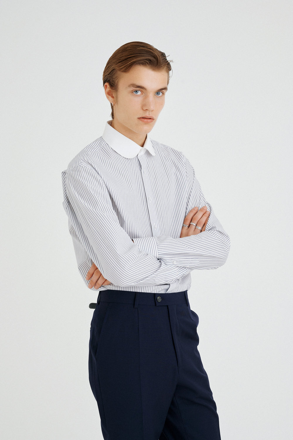 Antun - Poplin - Club collar - Blue Striped