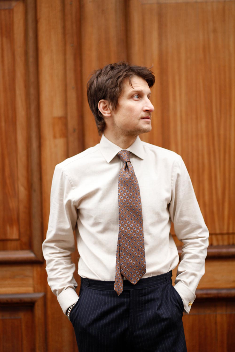 Ante - Poplin - Cutaway Collar - Sand Flannel