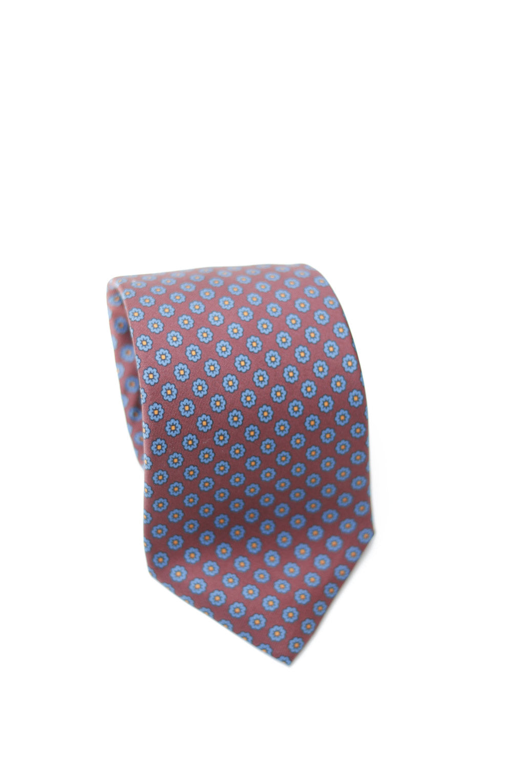 Tie - Silk - Bordeaux Blue Flower