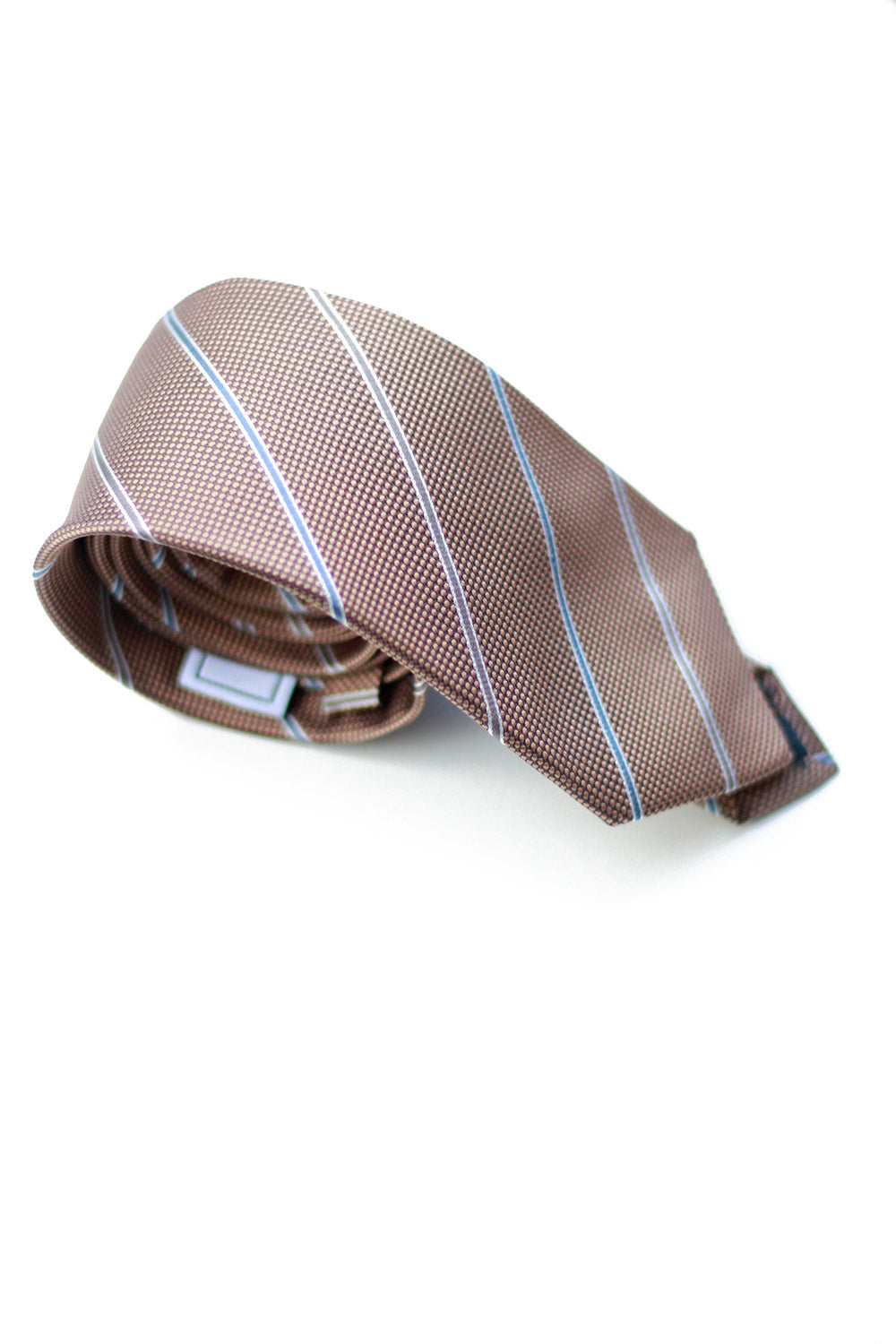 Tie – Silk - Sand/Blue Striped