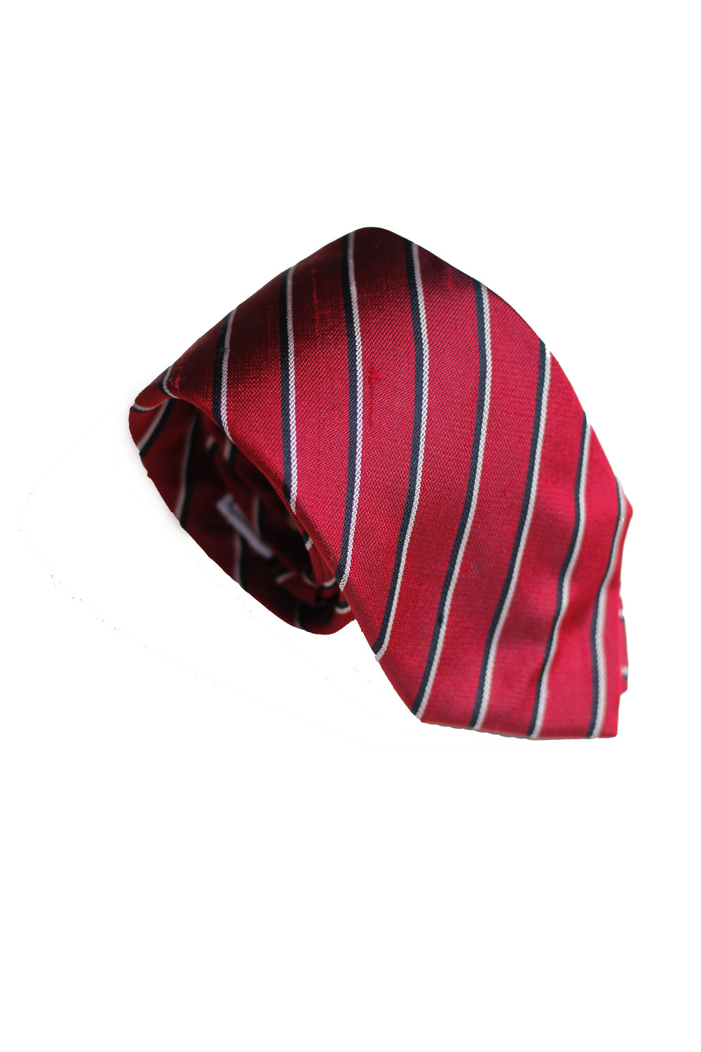 Tie - Silk - Red - Black/White Stripes