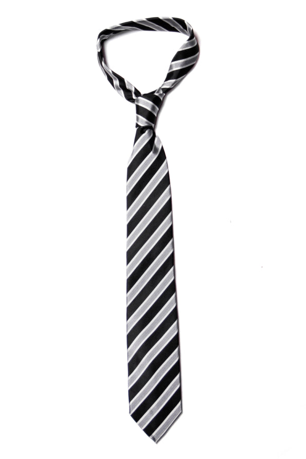 Tie - Silk - Black/Grey - Striped
