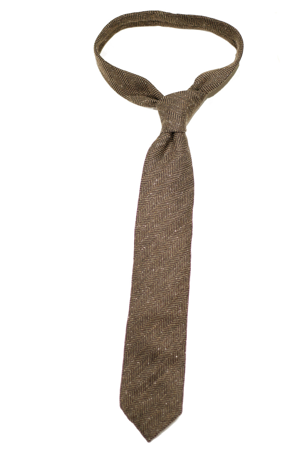 Tie - Wool/Silk - Brown Herringbone