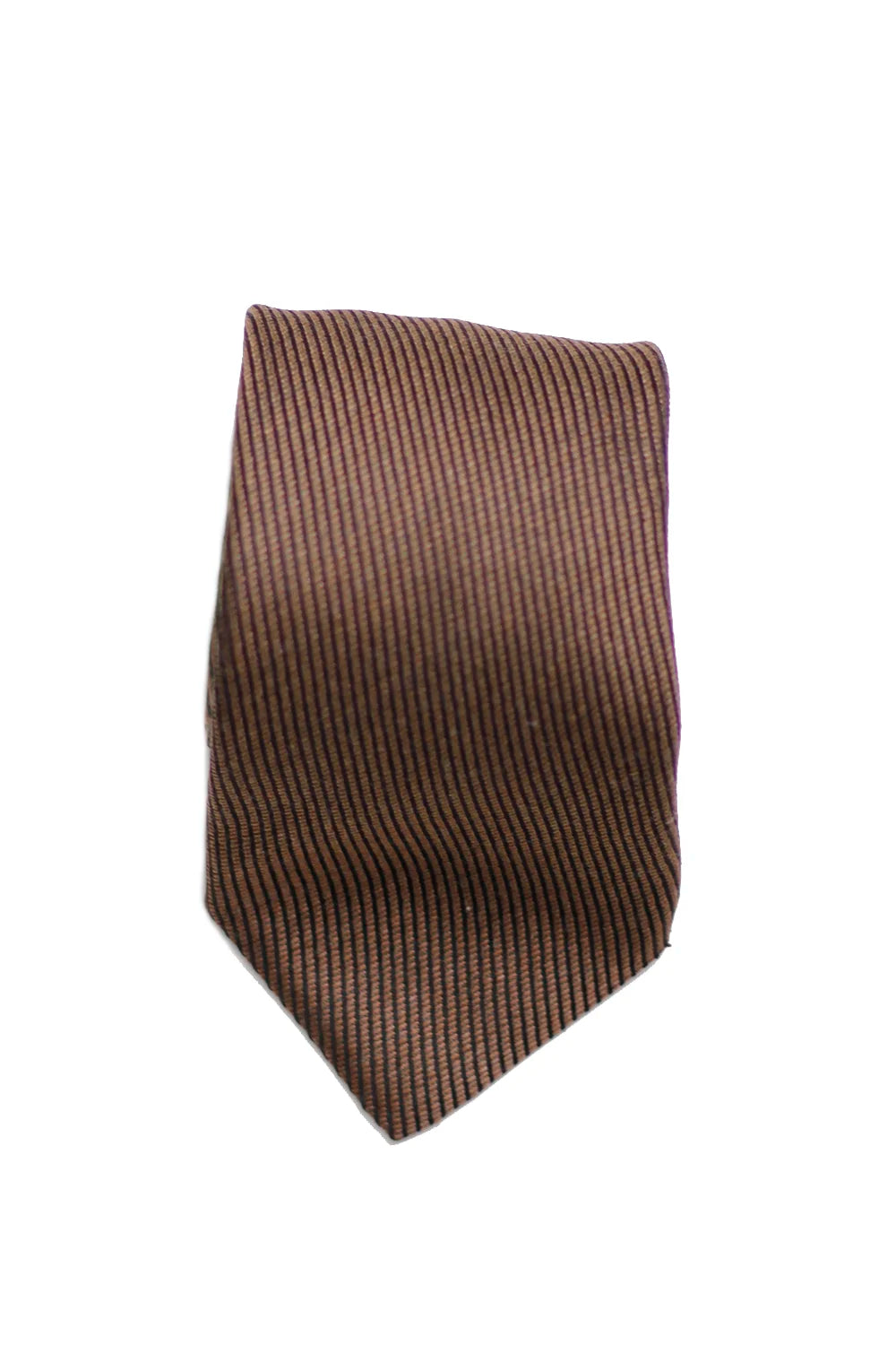 Tie - Silk/wool - Brown - Thin stripe